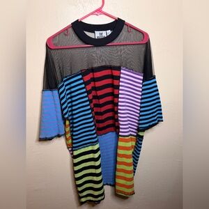 The Ragged Priest Striped Multicolored Mesh Dress